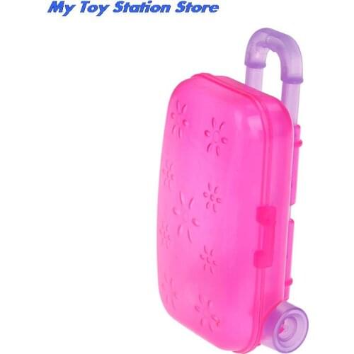 Fashion Trunk Luggage Box Travel Suitcase Claear For 18 inch Girl Doll For girl Dollhouse Kids Toy Birthday Gift
