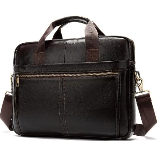 Mens Genuine Leather 100% Briefcase Messenger Shoulder Bag Retro Luxury Laptop Office Business Document Satchels Male Handbags