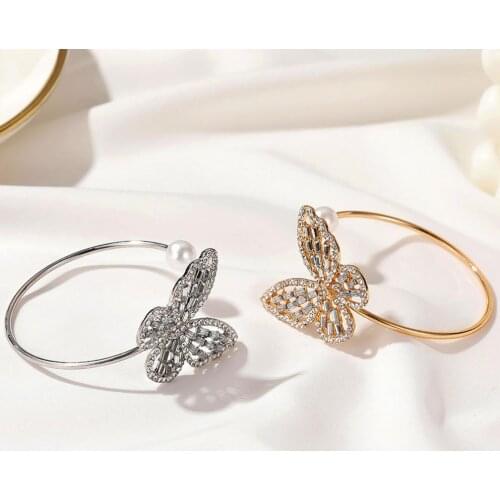 2021 New Bangle Stylish Romantic All-match Flexible Alloy Adjustable Opening Butterfly Bracelet for Party Club