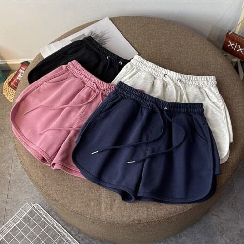 2021 New Summer Womens Yoga Shorts Loose Soft Solid Color Korean High-Waist Sports Leisure All-Match Home Pajamas Trendy