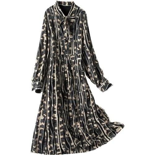 2021 New Arrival High Quality Casual Plus Size Ladys Clothing Soft Loose Long Print Chiffon Dress Woman