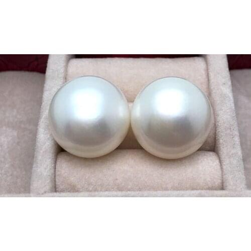 Super large natural pearl earrings 13-14mm 14k/20