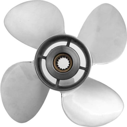 Outboard Propeller Stainless Steel 4 Blades 15T Fit for SUZUKI DF70A-140A 4-1/4in Gearcase Stainless Steel Propeller