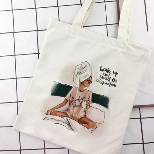 Scasual Solid Color Handbag Foldable Reusable Women Bag Angelbabe High Capacity Fashion Girl Letter Print Shoulder Canvas Bag