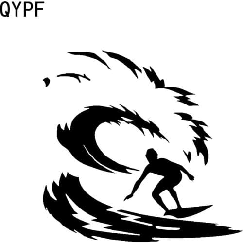 QYPF 13.6*13.1CM Interesting Surfing Decor Car Sticker Silhouette Accessories Vinyl C16-0742