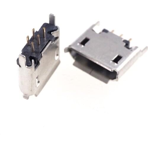 10pcs Micro USB 2.0 Connector B Type 5pin 180 Degree Straight Through Hole Female receptacle