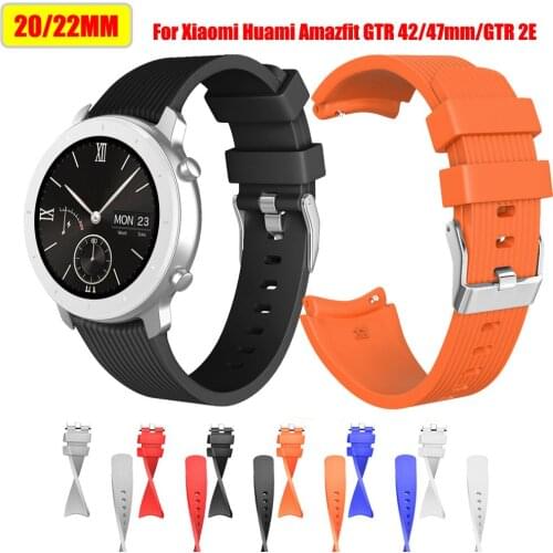 20/22mm Silicone Band For Xiaomi Huami Amazfit GTR 42/47 2 2E TicWatch E Xiaomi Color Watchband Bracelet Strap For Amazfit Bip