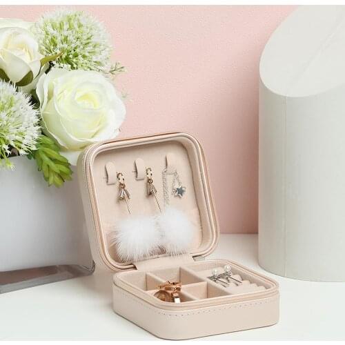 Jewelry Box Jewelry Organizer Display Travel Jewelry Case Boxes Portable Stud Earrings Rings Storage Box PU Leather Jewelry Case