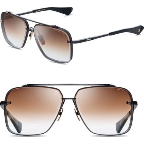 High-Quality Luxury Brand Mach Six Style Oversized Geometric Retro Alloy Frame Gradient Men Sunglasses UV400 Women