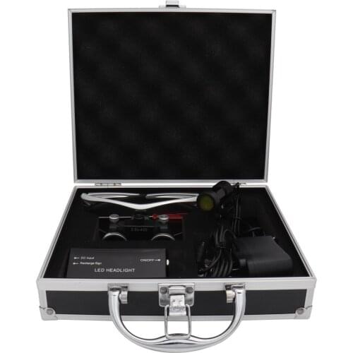 2.5x420mm Silver Dental Loupe Magnification Binocular Dental Magnifier Surgery Surgical Magnifier 5W headlight with Filter