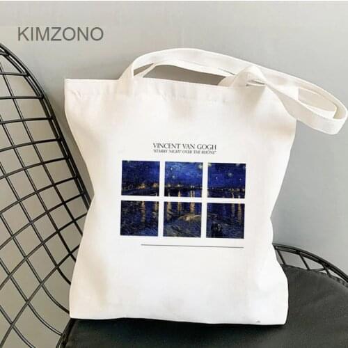 Van Gogh shopping bag bolso reusable grocery handbag shopper jute bag bag jute sac cabas woven string sac tissu