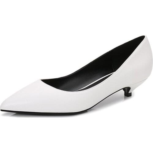 Women Pumps Shoes Cat Heel 3CM Low Heel Comfortable Inside Pointed Toe Spring Autumn Fashion Office Shoes Women