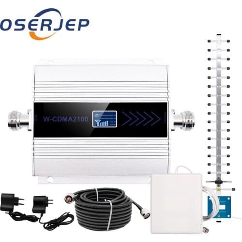 2100Mhz cellular phone signal amplifier + Yagi directional outdoor antenna / panel directional indoor antenna with 3M cable
