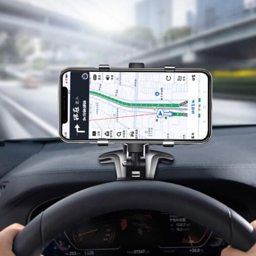 TOTTIDAY 360 Rotation Adjustable HUD Car Dashboard Phone Holder GPS Clamp Clip Cellphone Stand for Iphone 12 11 Xiaomi Huawei