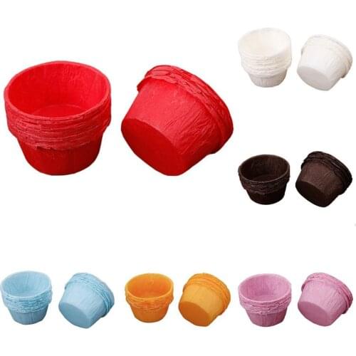 Waasoscon 50pcs/pack Curling Muffin Cake Cups Colorful Paper Cake Cupcake Liner Baking Muffin Box Cup Case Party Tray Cake Mold