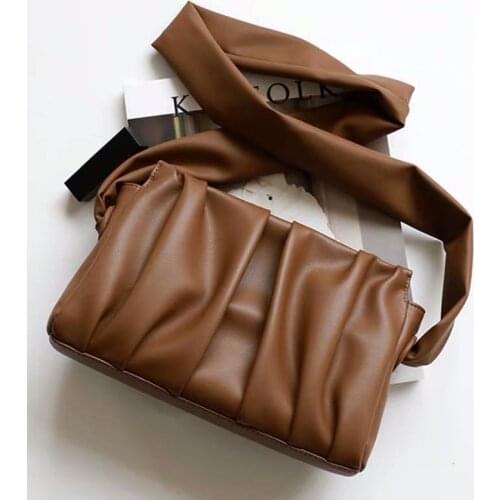 Women Genuine Leather Messenger Bags Cowhide Luxury Designer Folds Crossbody Bags For Ladies Large Capacity Clutch Totes 2020