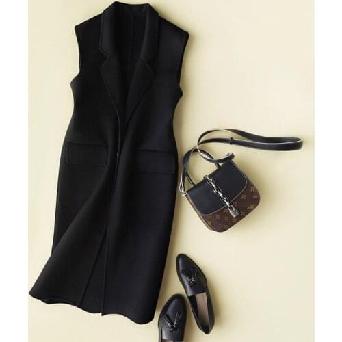 Double-side 100% Womens Vest Coats Spring Sleeveless Wool Coat Wasitcoat for Women colete feminino FG8232