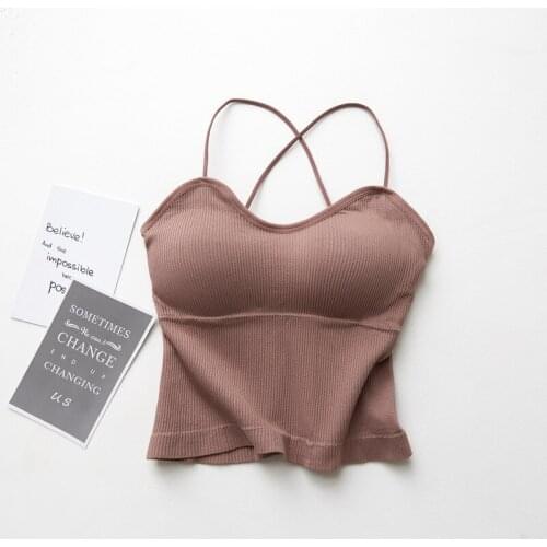 Sleeveless Cross Back Yoga Top for Women,Breathable Hollow Sports Shirt,Thin Strap Tank Crop Top,Seamless Padded Workout Top