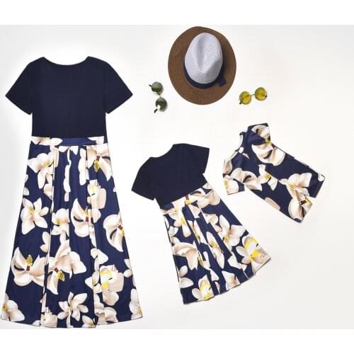 2021 Fashion Floral Family Matching Outfits Mother Daughter Dresses Women Girl Casual Summer Dress Mom Baby Kids Party Clothes