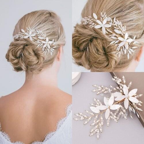 Gold Hairgrips Pearls Flower Headbands For Wedding Hair Accessories Hand Made Crystal Luxury Fashion Jewelry Women Girls Clips