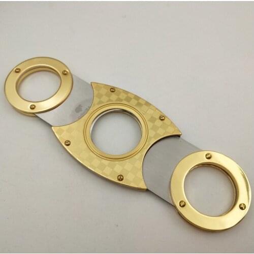 1Pc High Quality Cigar Accessories Double Blades Stainless Steel Pocket Cigar Cutter Knife Gadgets DoubleEdged