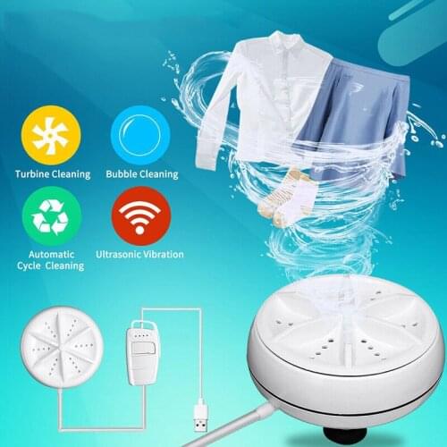 2 in 1 Ultrasonic Turbo Washing Machine Portable Mini Clothing Cleaning Washer With USB Powered Removes Dirt For Travel Home