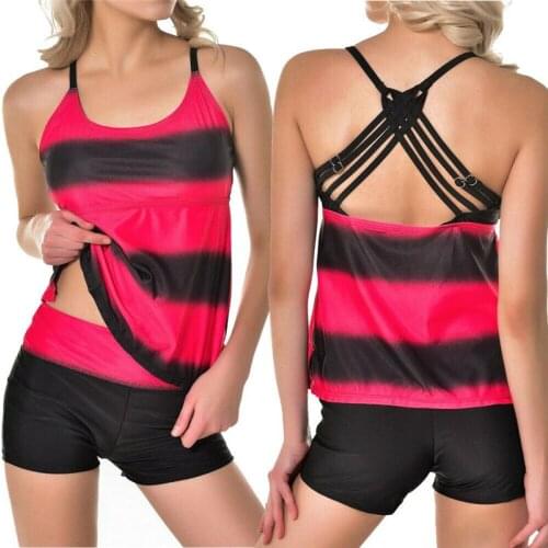2019 Sexy Women Plus Size Bikini Push Up Swimsuit Tankini Padded Swimwear Bathing Suit Swimming Beachwear Summer 2pcs