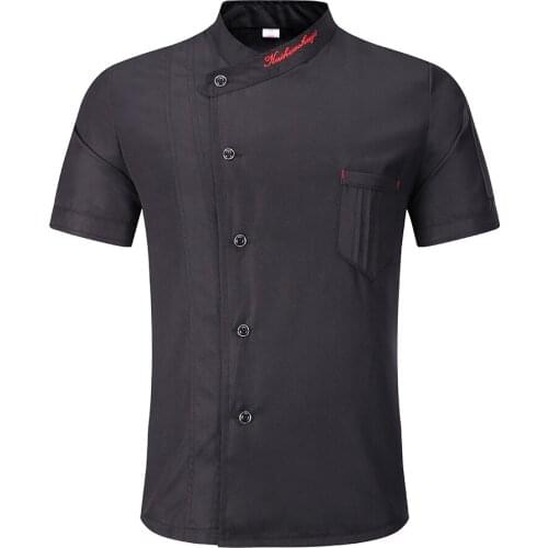 3 Colors Wholesale Unisex Kitchen Chef Uniform Bakery Food Service Short Sleeve Breathable Double Breasted Cook Wear Chef Jacket