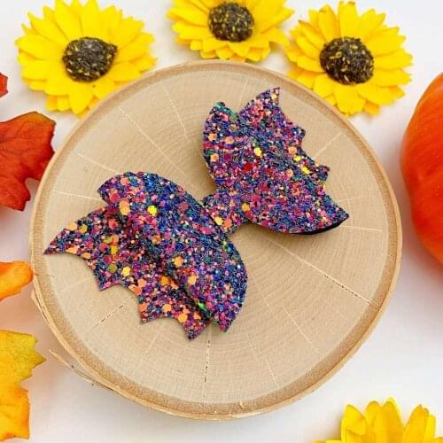 Thumbelina 4 Inch Bat Wing Hair Bows Glitter Hairpins Dance Party Bow Clip Girls Hairpins Halloween Hair Accessories