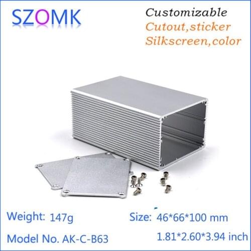 4 pcs, 46*66*100mm silvery szomk diy box aluminium electronic enclosure hot sales extrusion control box amplifier project case