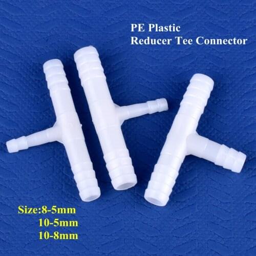5~500pcs 10-5mm PE Reducer Tee Connector Aquarium Tank Air Pump Hose Pagoda Joint Drip Irrigation Garden Water Pipe Connector