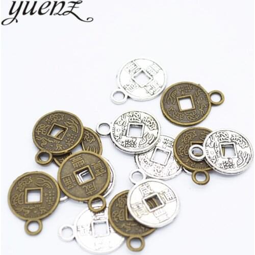 100Pcs Antique Silver color Zinc Alloy Coins Charms Pendants Diy Jewelry Findings Accessories Wholesale 12*10mm J333