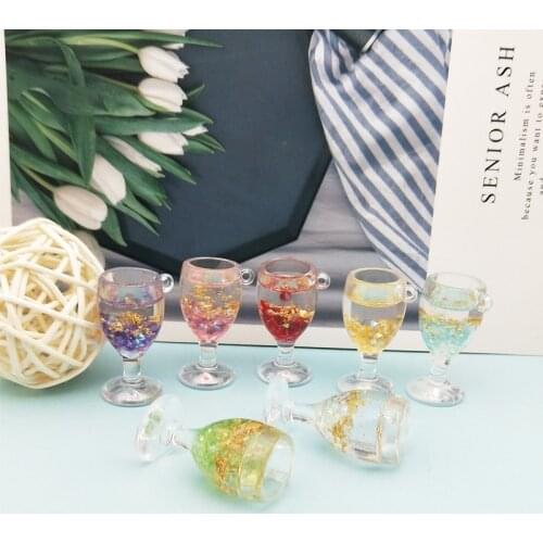 6pcs 3D Goblet Drink Resin Charms Beverages Pendants Floating DIY Earrings Keychain Jewelry Decor Accessory Craft FX204
