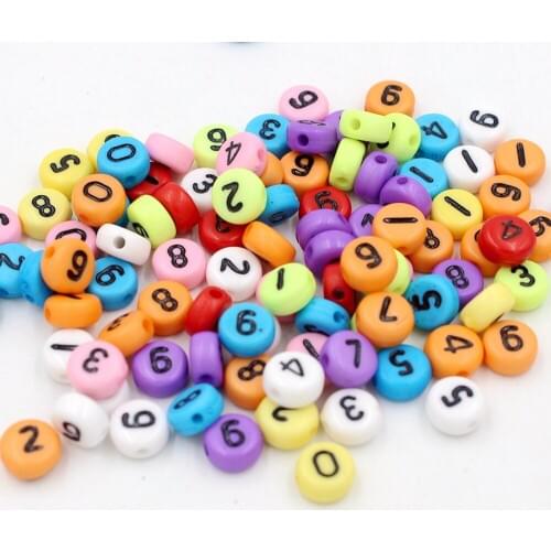 7*4mm 100pcs/Lot Handmade Mixed Round Colorful Number/Letter Acrylic Beads for DIY Bracelet Necklace Random letter Gift