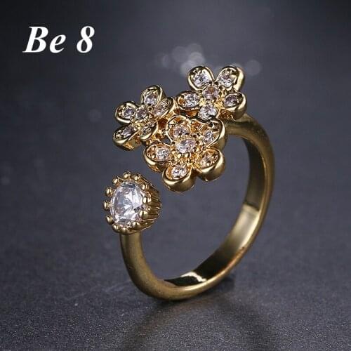 Be8 Brand New Classic Rings Rare Round Few Flower Shape Wedding Ring Rose Gold Color Design Jewelry Anillos For Women Gift R-074