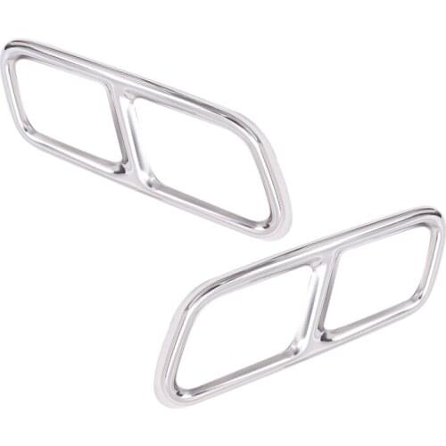 Beler 2Pcs/ Set Silver Dual Exhaust End Pipe Muffler Tip Trim Cover Fit For Mercedes S Class W221 W222 C217 Stainless Steel