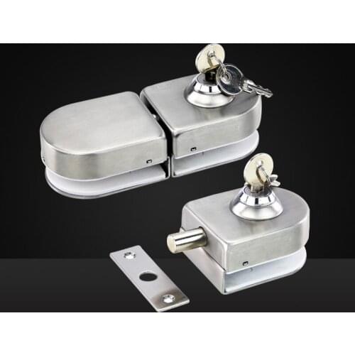 No-need Punch Frameless Glass Door Lock Bolt Single / Double Door Glass Latch Locks with Key