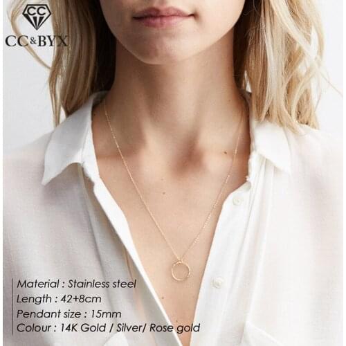 CC Stainless Steel Necklace For Women Minimalist Round Shape Office Ladies Chock Necklaces Trendy Jewelry Simple Dainty YX15227