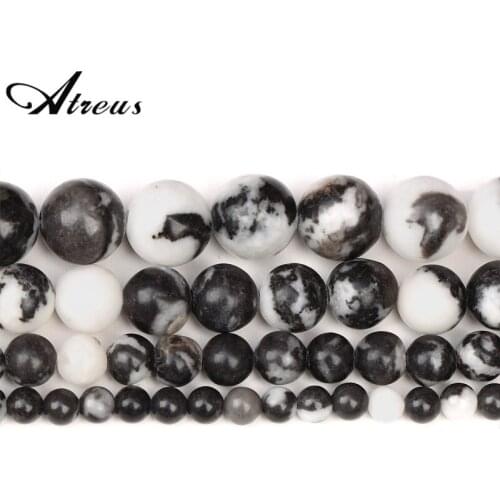 Black And White Zebra Stone Natural Stone Beads Shiny Round Beads For Jewelry Making 4/6/8/10mm Jadeite DIY Bracelets Necklace