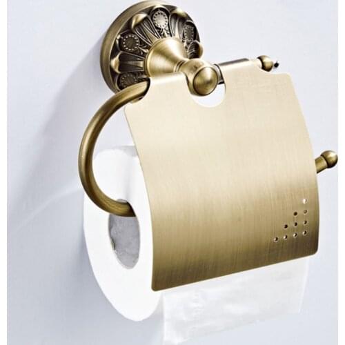 Decorative Toilet Paper Holder Antique Wall Mounted WC Paper Holders Cover Black Bronze Bathroom Kitchen Tissue Hanger Creative