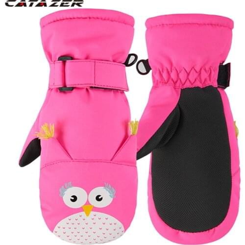 Catazer Children Winter Warm Gloves Windproof Boys Girls Ski Outdoor Sport Gloves Windproof Waterproof Anti-slip Skiing Gloves