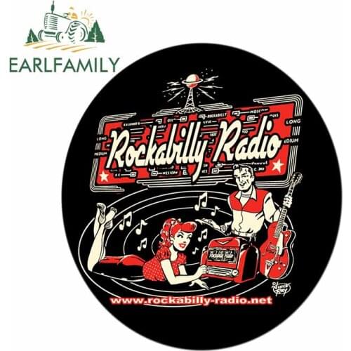 EARLFAMILY 13cm x 11.9cm for Rockabilly Radio Music DIY Motorcycle Car Stickers Waterproof Fashion Anime Decals SUV Decoration