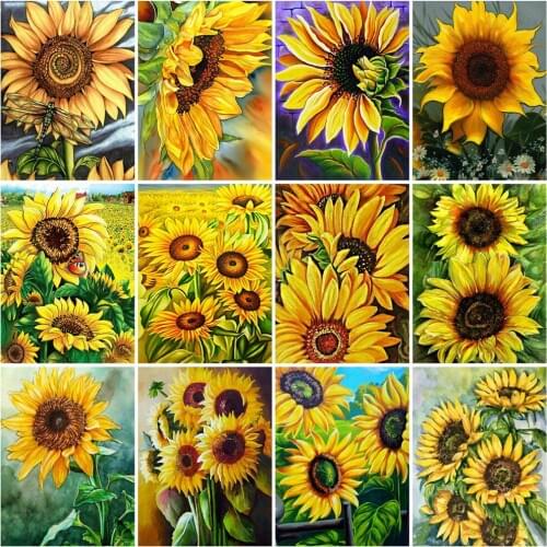 HUACAN Pictures By Number Flower Kits Home Decor Painting By Number Sunflower Drawing On Canvas HandPainted Art Gift