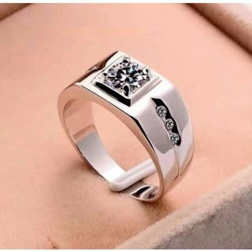 Hot Sale Unisex Ring Women Men Silver Color Inlaid Crystal Rhinestone Zircon Metal Ring for Party Jewelry Size 6-13