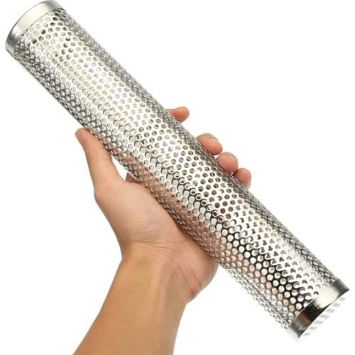 Round BBQ Grill Hot Cold Smoking Mesh Tube Smoke Generator Stainless Steel Smoker Wood Pellet Kitchen Outdoors Barbecue Supplies