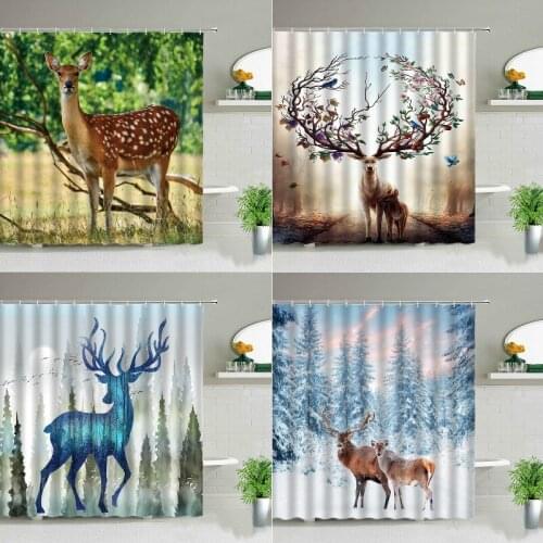 Forest Elk Fawn Bath curtain curtain Shower curtains Shower curtain bathroom Bathroom curtains Curtains for kitchen Bath mat