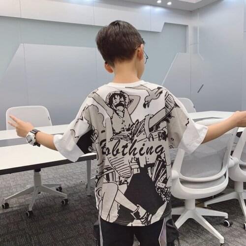 Summer Little Boys Cartoon Print Short Sleeve Tops Childrens Clothing Baby Boy Loose Casual Anime T Shirts Tees