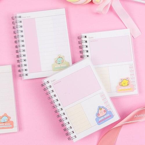 Yoofun 70sheets 4pcs/series Double Coil Cute Mini Loose Leaf Notebook Portable PP Cover Ring Binder Books School Office Supplies