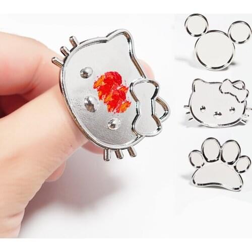 Mini Finger Nail Art Mixing Palette For Free Hand Ring palette nail paint palette Manicure Ring Nail Tools Metal