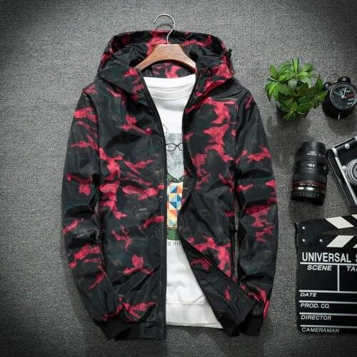 Hot sale Mens Casual thin Camouflage Hoodie Jacket Mens Windbreaker Coat Men Spring Autumn Waterproof Clothes Male Outwear 4XL